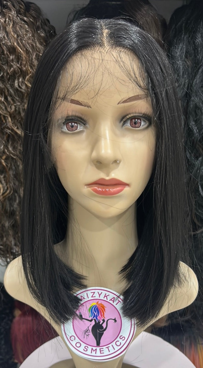 #10 Jess - Middle Parting Lace Front Wig - Color Dark Brown 14in - The Pink Makeup Box