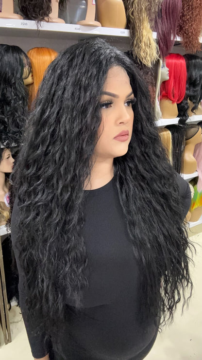 Erica - 13x4 Free Part Lace Front Wig - Color Black 30in