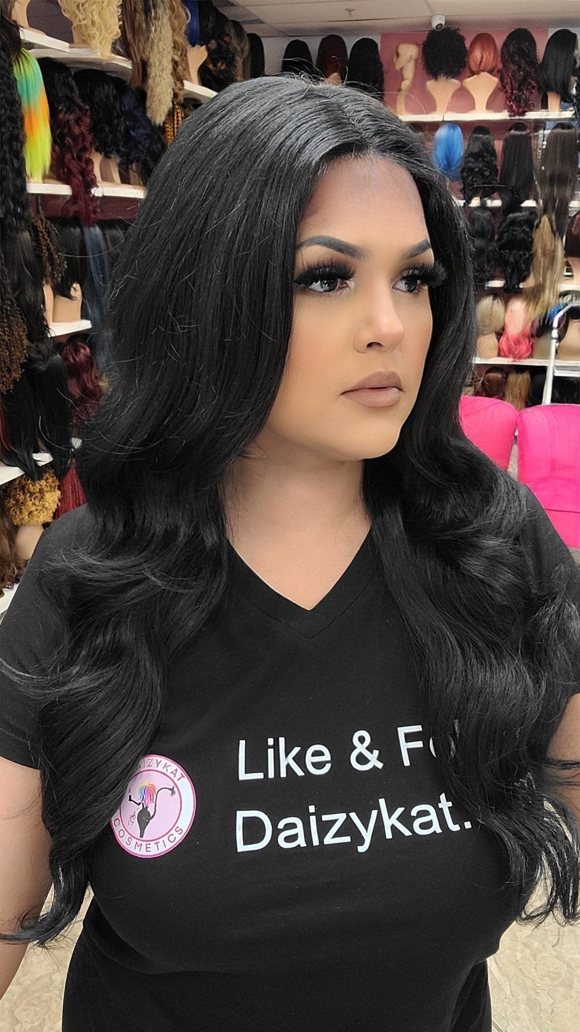 #162 Emma - Deep Middle Part Lace Front Wig - 1B