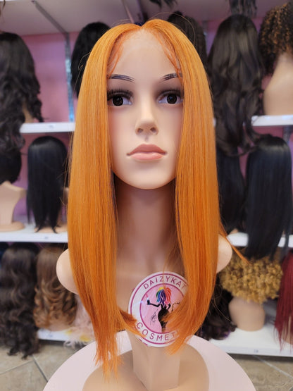 #113 Tokyo - Middle Parting Lace Front Wig - Color Orange 14in - The Pink Makeup Box