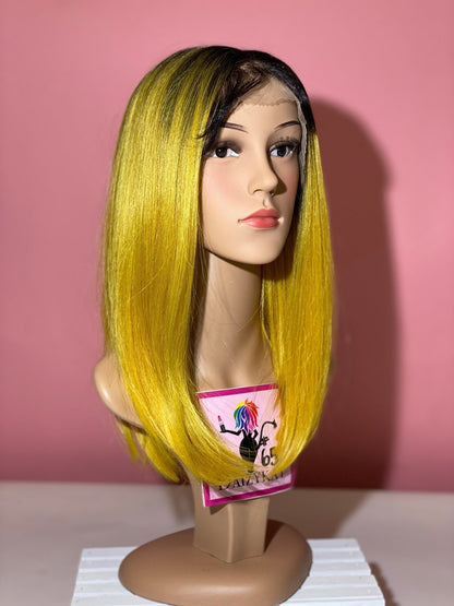 #4 Michelle - 13X7 Human Blend Lace Front Bob Wig - Color 4/Yellow - The Pink Makeup Box