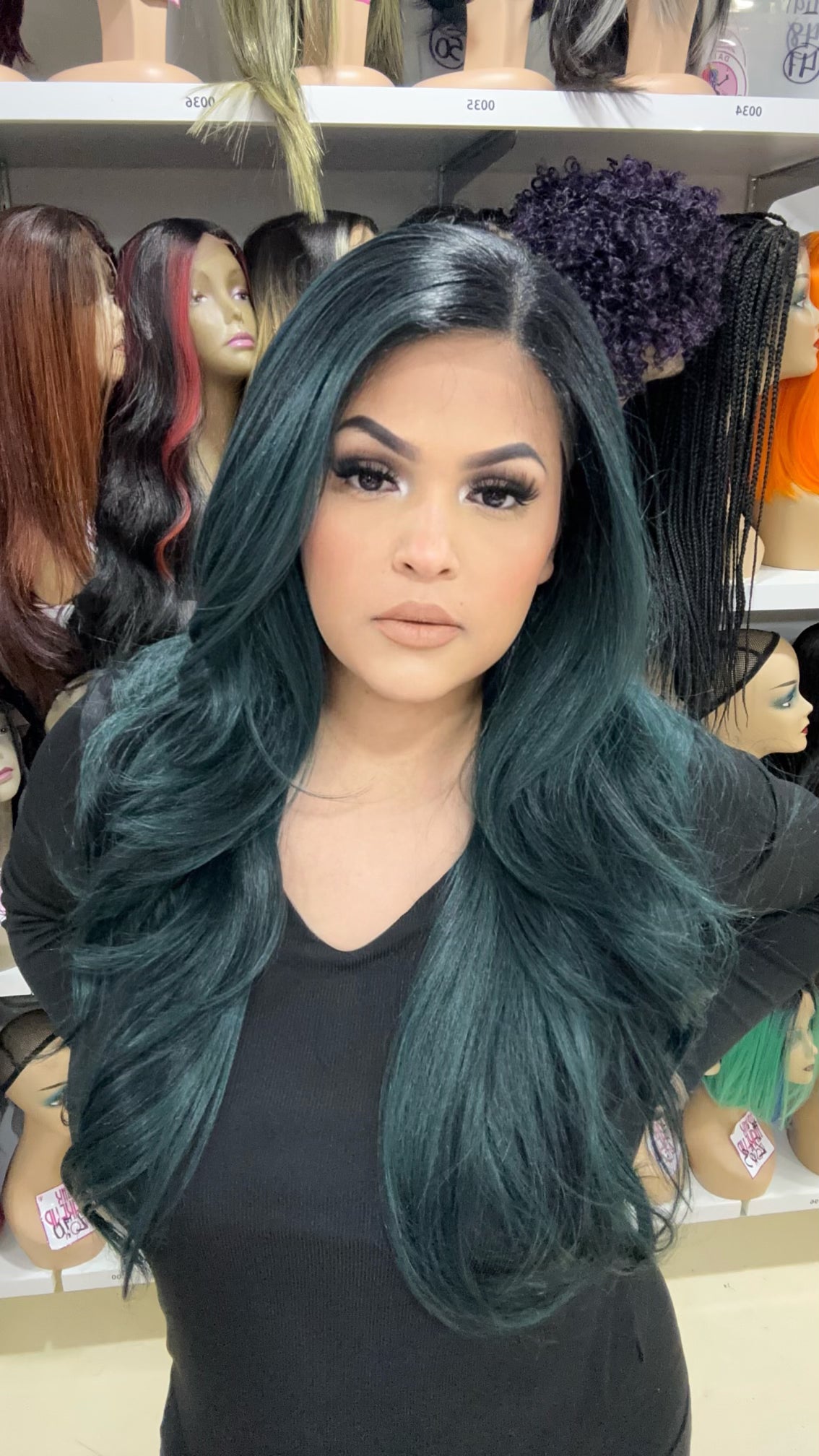 #25 Joey - 13x7 HD Full Lace Front Free Parting Wig - GREEN