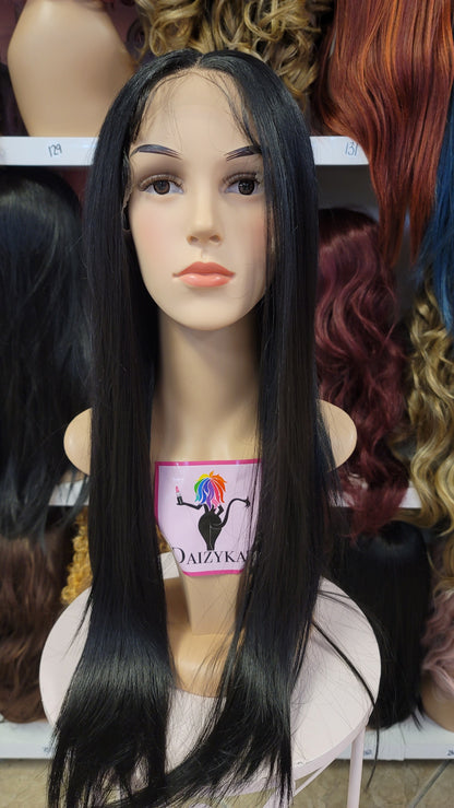 #119 Alexa- Middle Parting Lace Front Wig - Color 1B Black 26in - The Pink Makeup Box