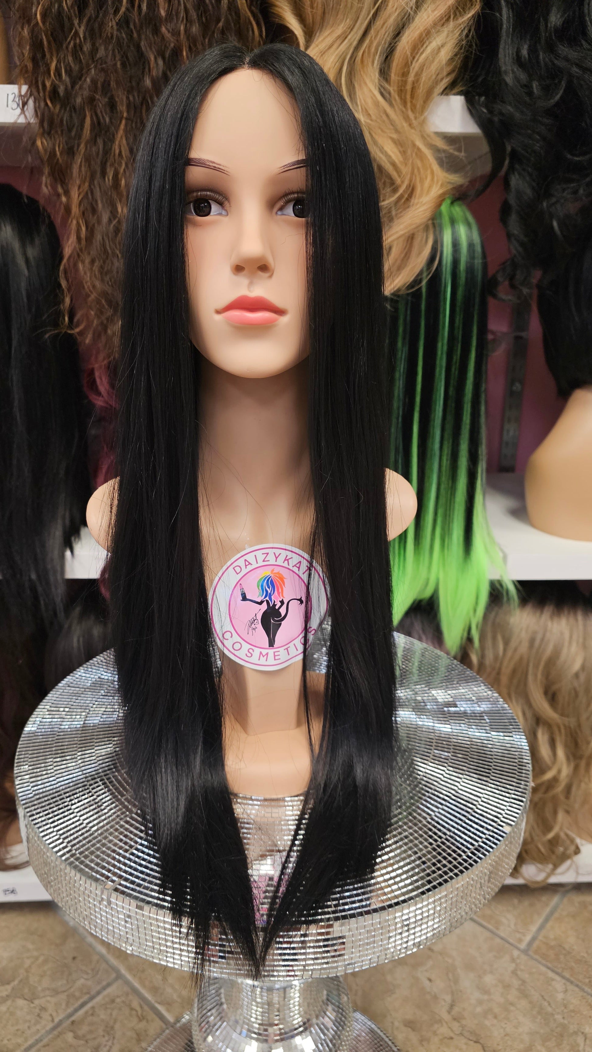 #115 Ivy-Middle Parting No Lace Front Wig Human Hair Blend - Color Dark Brown 28in - The Pink Makeup Box