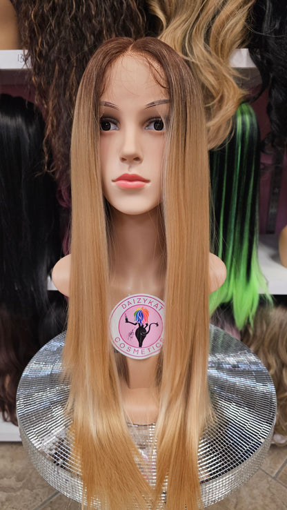 #123 Pamela  -  Deep Middle Part Lace Front Wig -  Color 4/Blonde