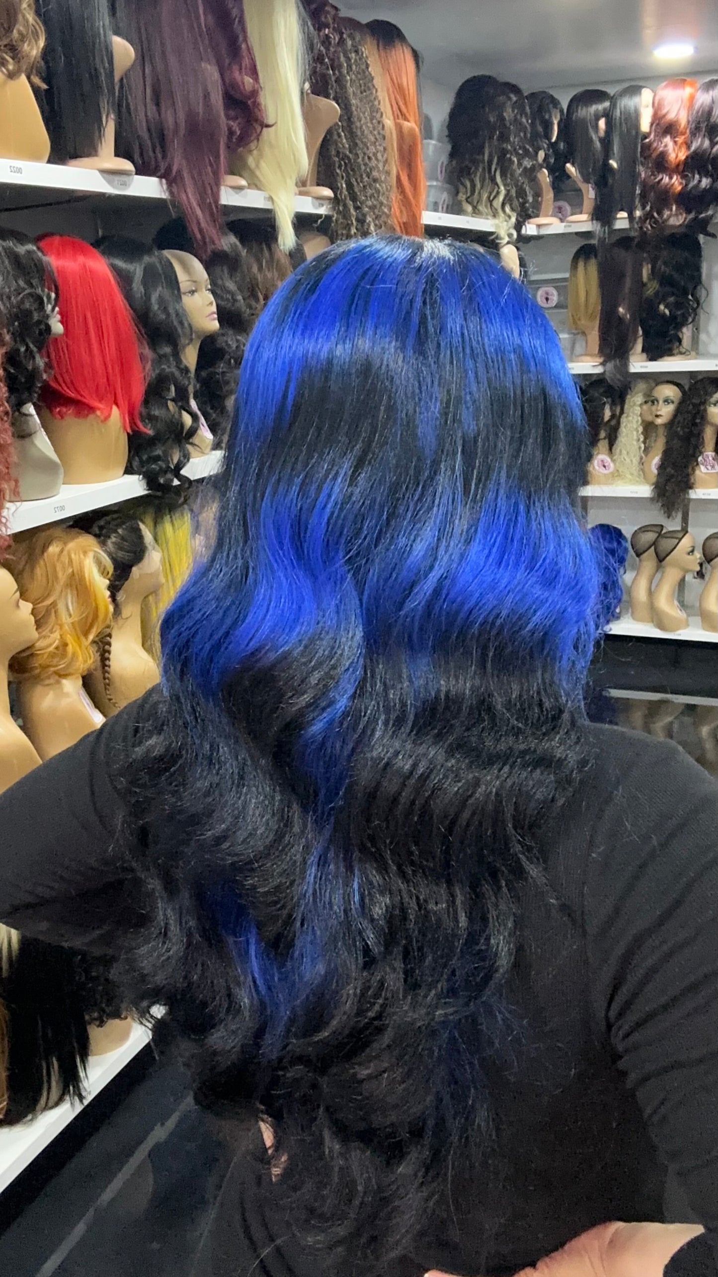 #163 Claire- Middle Part Lace front Wig - Color 1B/BLUE