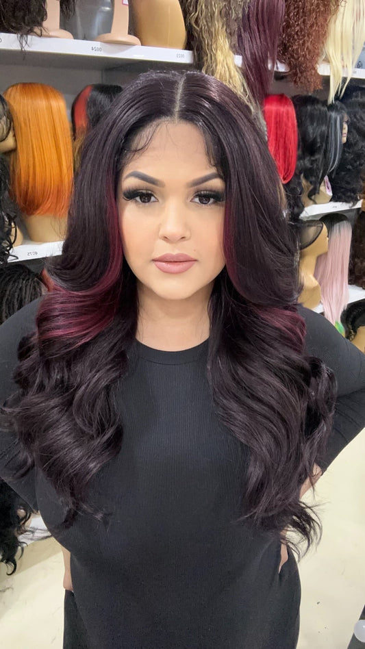 #15 Taylor - 13x7 HD Full Lace Front Free Parting Wig - Color Raspberry 24in - The Pink Makeup Box