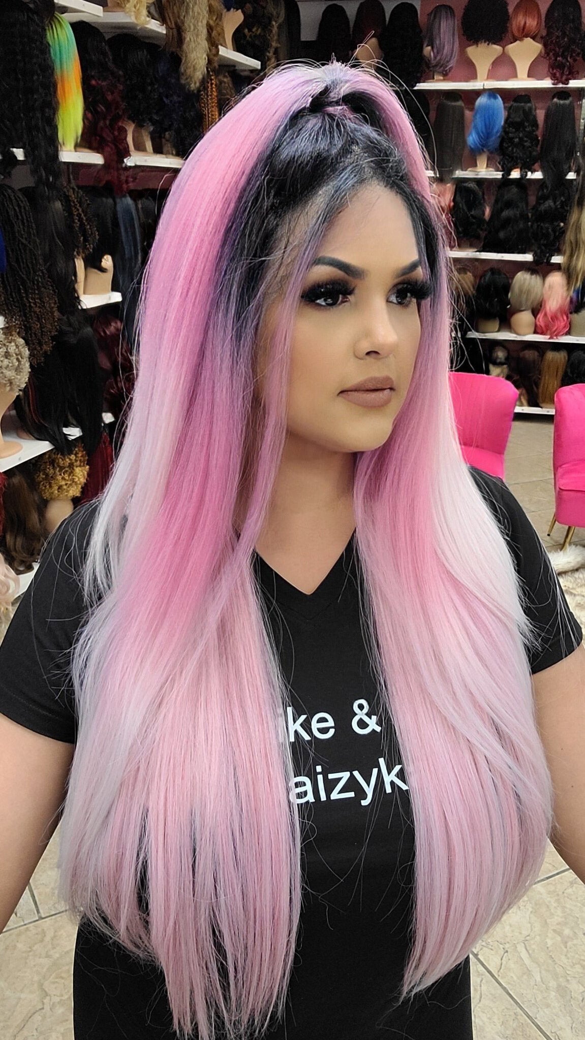 #139 Nicky - 13x2 & 360 Top Pony Lace Front Wig - PINK FADE