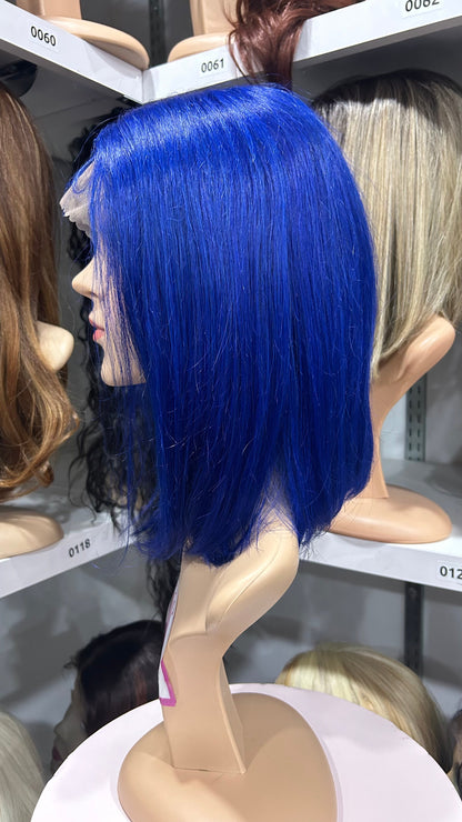 #86 Carrie - 100% Human Hair Wig - BLUE 12in