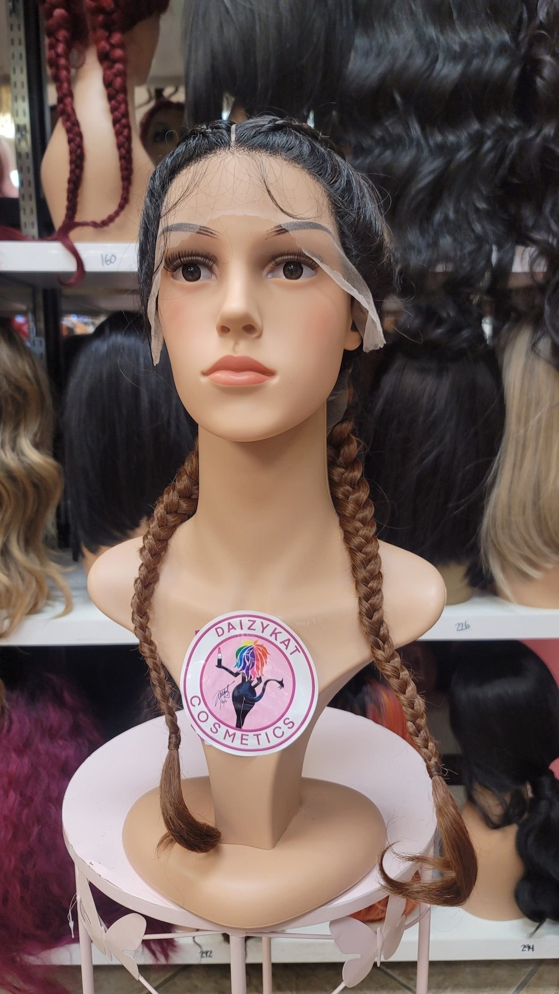 #138 Cici - Braided Middle Part Lace Front Wig - Color 1B/30 - The Pink Makeup Box