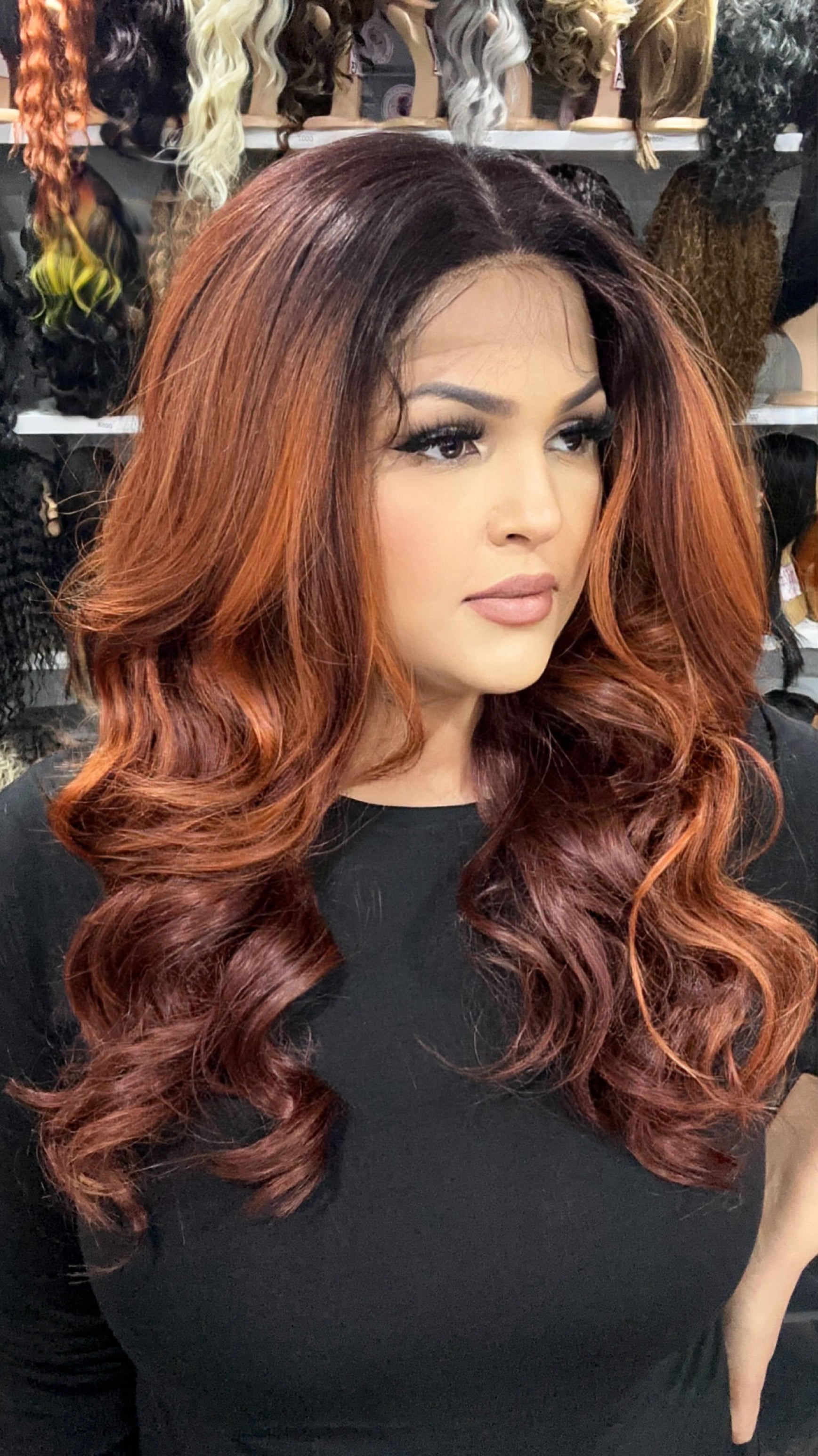 #29 Taylor - 13x7 HD Full Lace Front Free Parting Wig - Color Copper 24in - The Pink Makeup Box