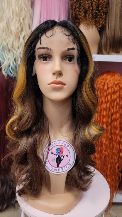 #83 Jasmine - Middle Part Lace Front Wig - Color 1B/274 22in - The Pink Makeup Box