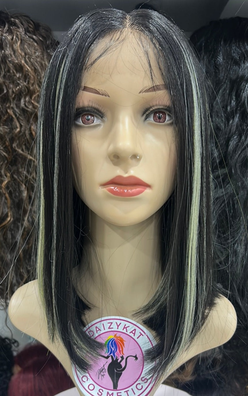 #61 Jess - Middle Part Lace Front Wig - Color 1B/613 14in - The Pink Makeup Box