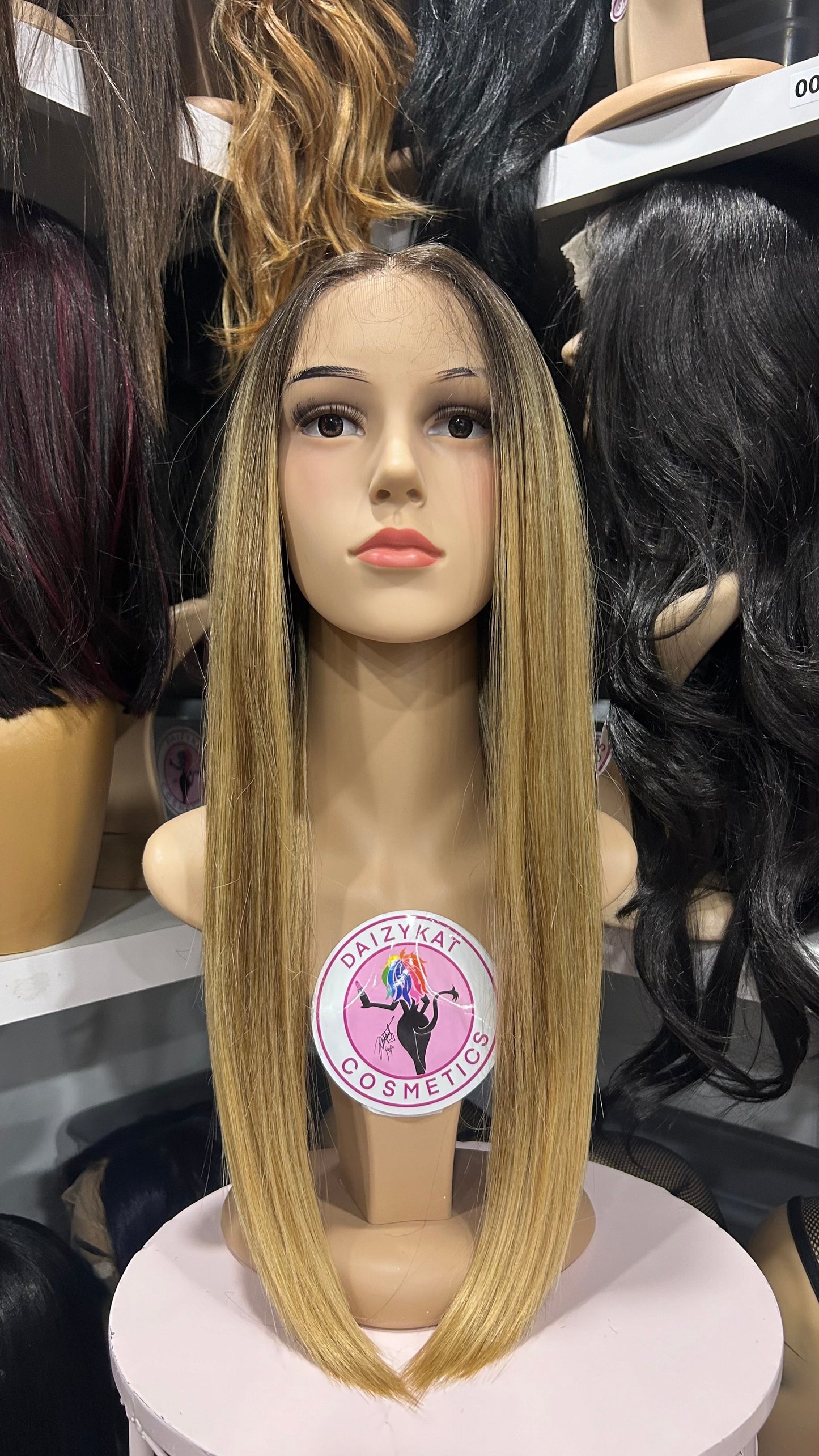 #55 Ruth - Hand Tied 13x4 Free Part Human Blend HD Lace Front Wig 24in - Color Blonde - The Pink Makeup Box