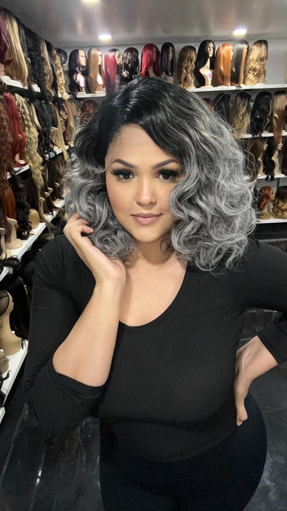 #52 Judy - Left Part Lace Front Wig - Color Grey 14in