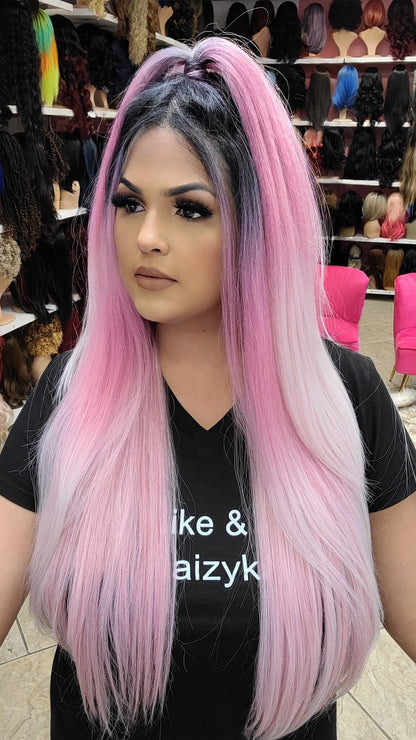 #139 Nicky - 13x2 & 360 Top Pony Lace Front Wig - PINK FADE