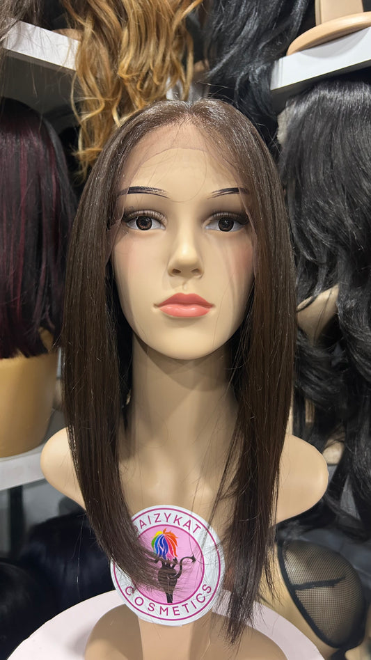 #107 Abby- 13x7 Free Part Lace Front Wig - Brown 14in
