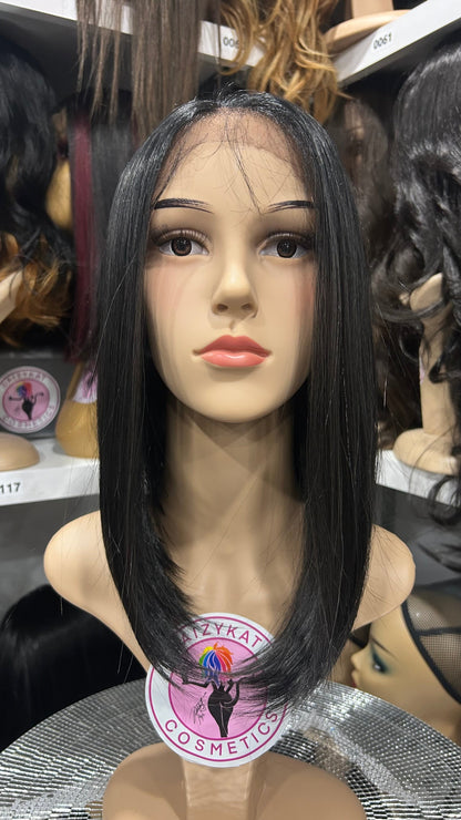 #70 Abby - 13x7 Free Part Lace Front Wig - Color 1B/Dark.Grey 14in - The Pink Makeup Box