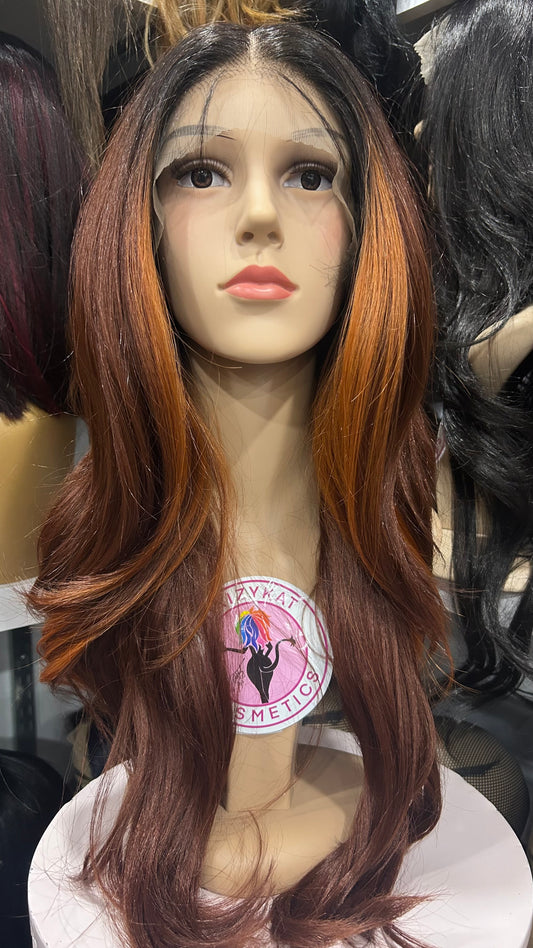 #53 Karla - Hand Tied 13x4 Free Part Human Blend HD Lace Front Wig 26in - Color D. Copper