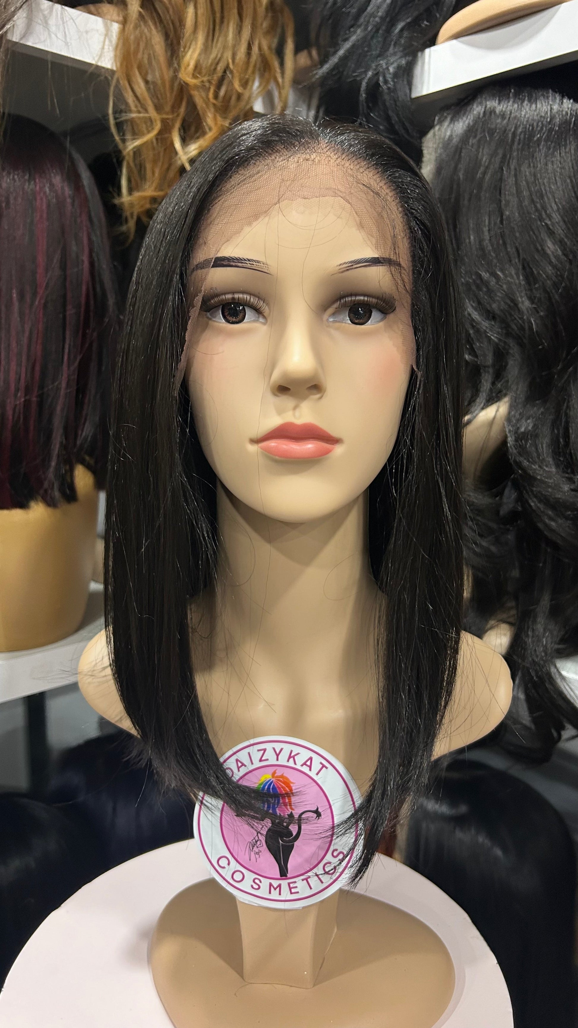 #112 Abby- 13x7 Free Parting Lace Front Wig - Color Dark Brown 14in - The Pink Makeup Box