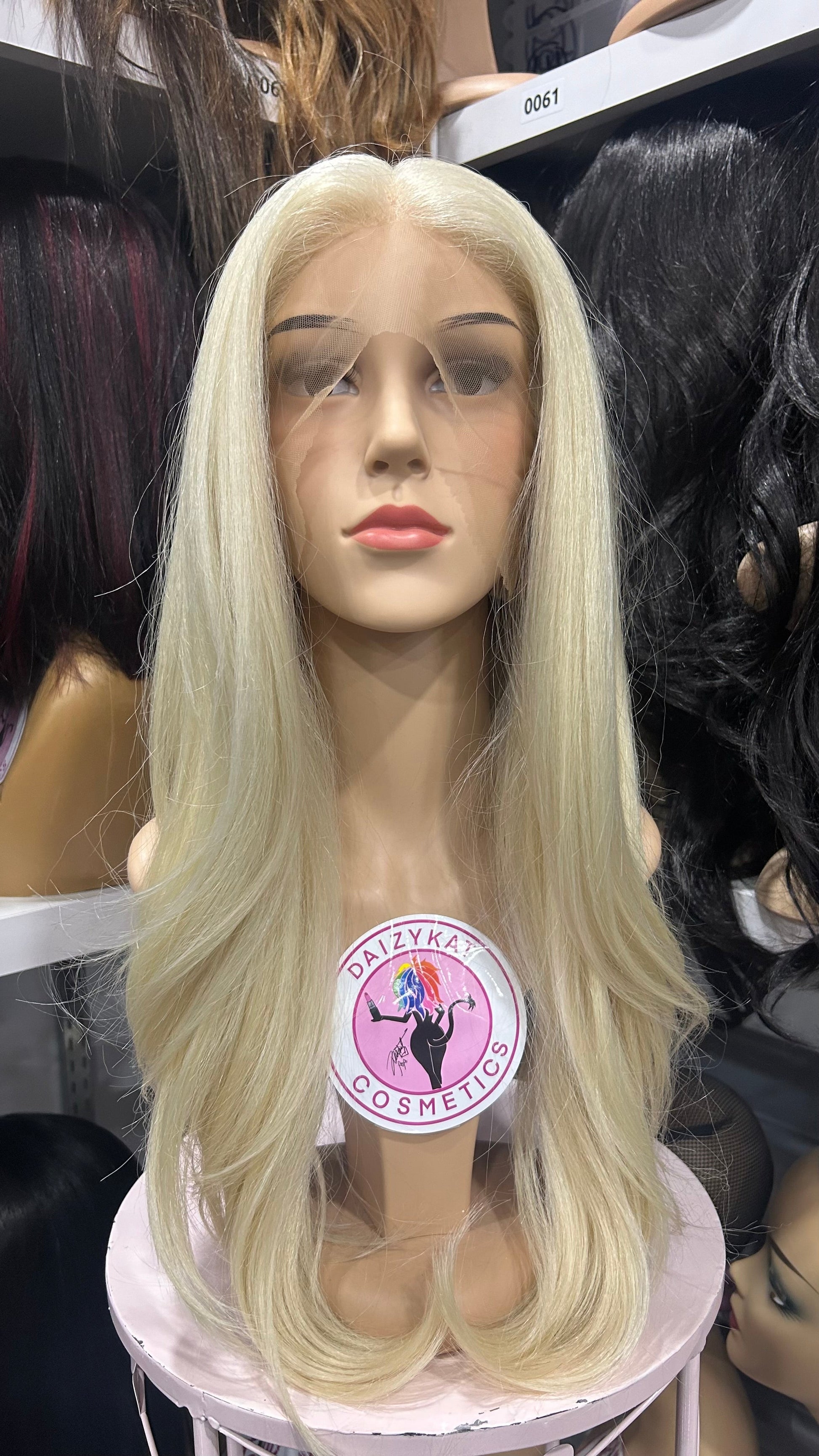 #34 Maya - 13x4 HD Full Lace Frontal Human Hair Blend Wig - Color 613 26in - The Pink Makeup Box