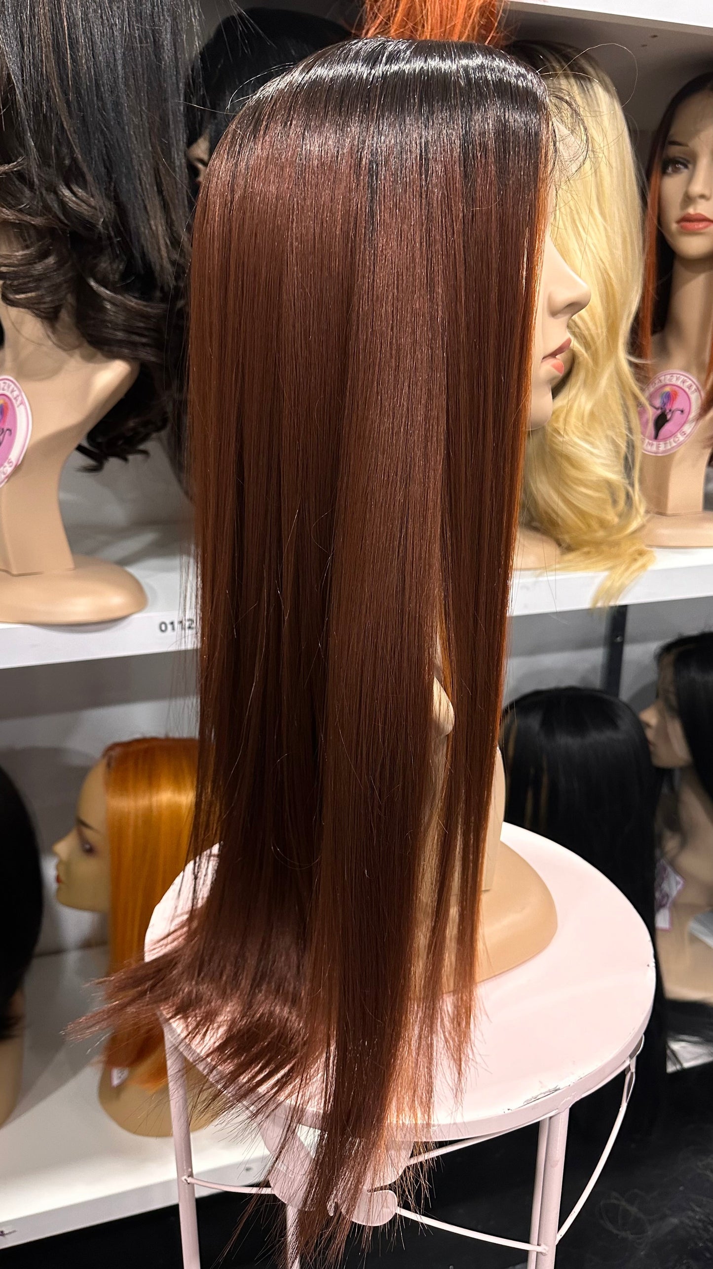 #75 Ruth - Hand Tied 13x4 Free Part Human Blend HD Lace Front Wig 24in - Color Copper Money Pieces