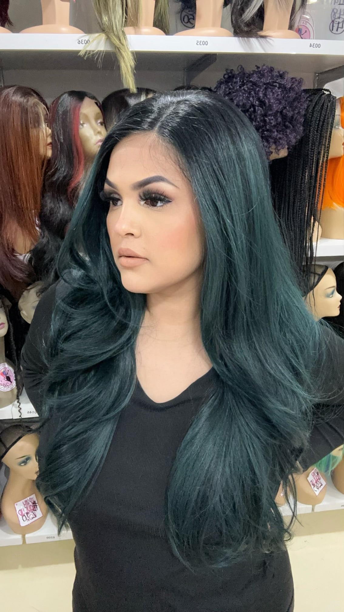 #57 Joey - 13x7 HD Full Lace Front Free Parting Wig - Color GREEN