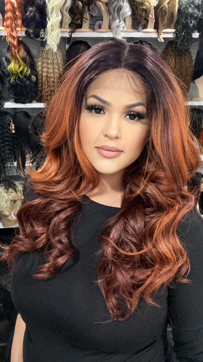 #29 Taylor - 13x7 HD Full Lace Front Free Parting Wig - Color Copper 24in - The Pink Makeup Box