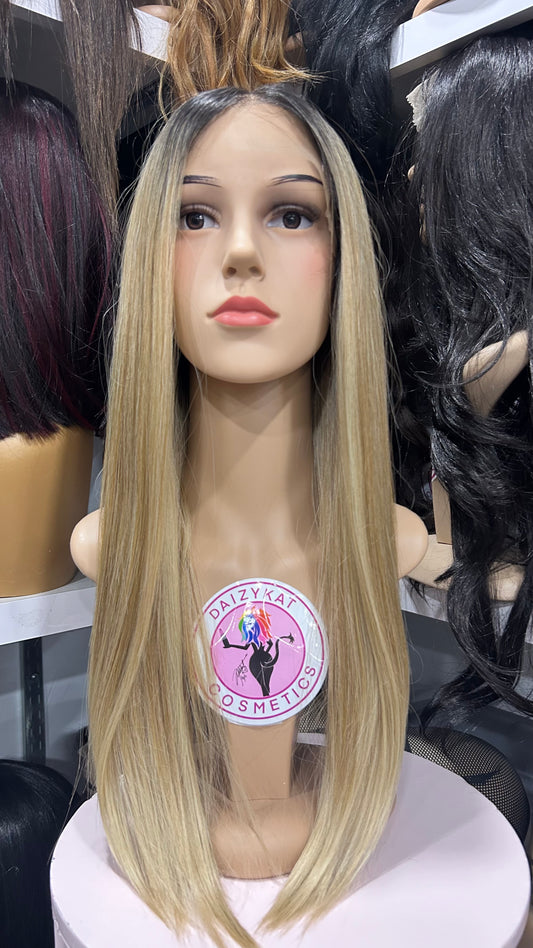 #49 Ruth - Hand Tied 13x4 Free Part Human Blend HD Lace Front Wig 24in - Color Ash Blonde