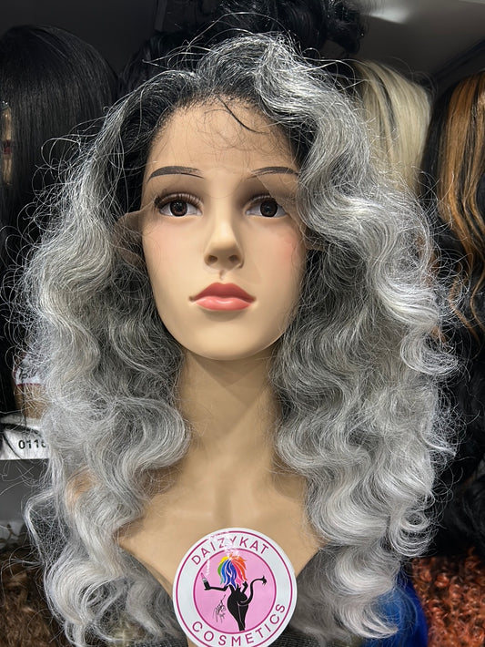 #47 April - 13x7 HD Full Lace Front Free Parting Wig - 1B.Gray 20in