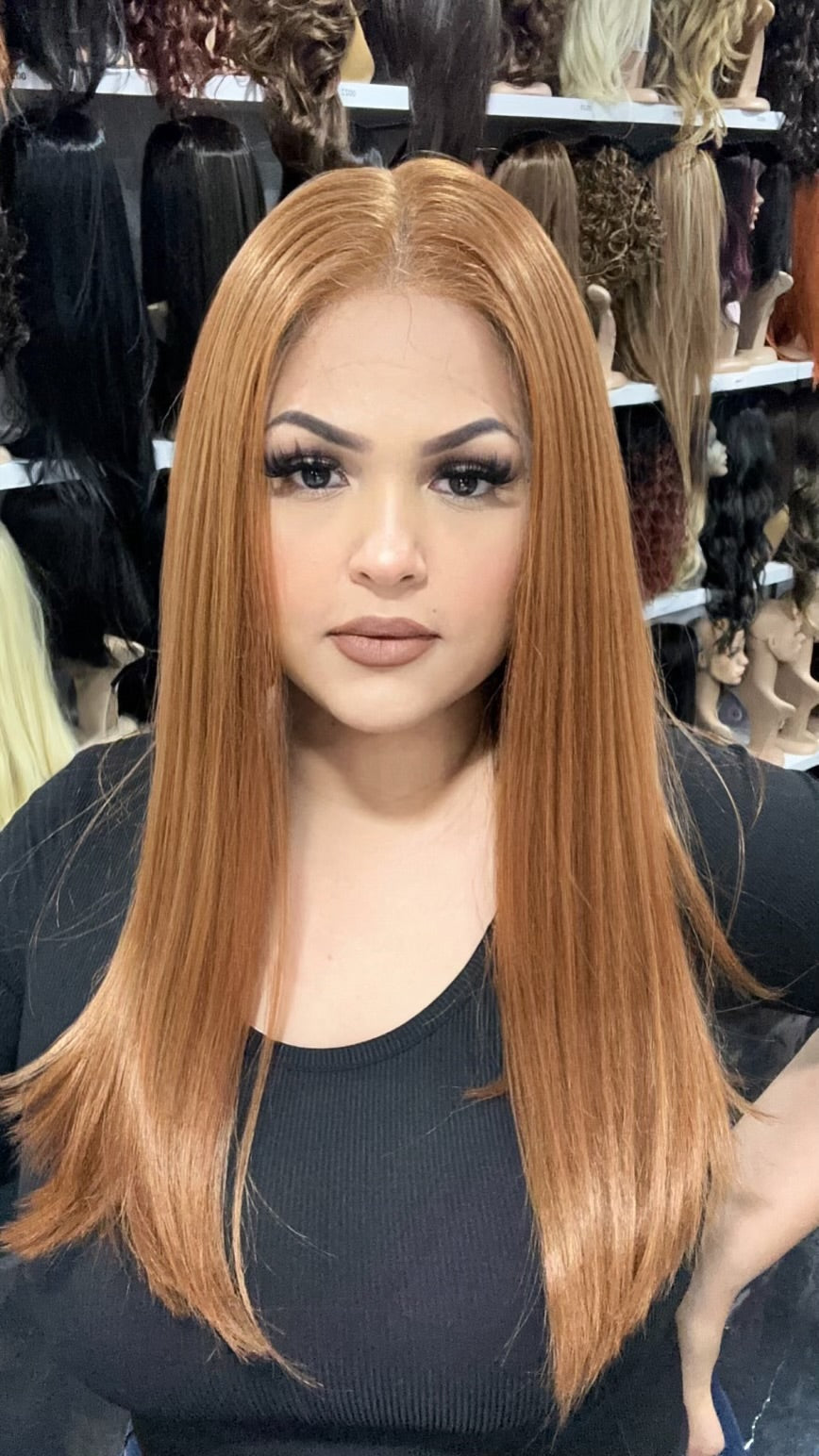 #7 Faith - 13x6 Free Part Lace Front Pre-Plucked Wig 18in - Color Copper - The Pink Makeup Box