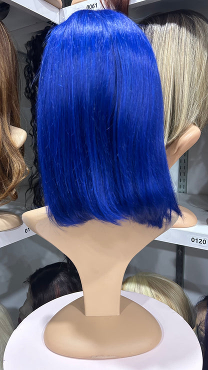 #86 Carrie - 100% Human Hair Wig - BLUE 12in