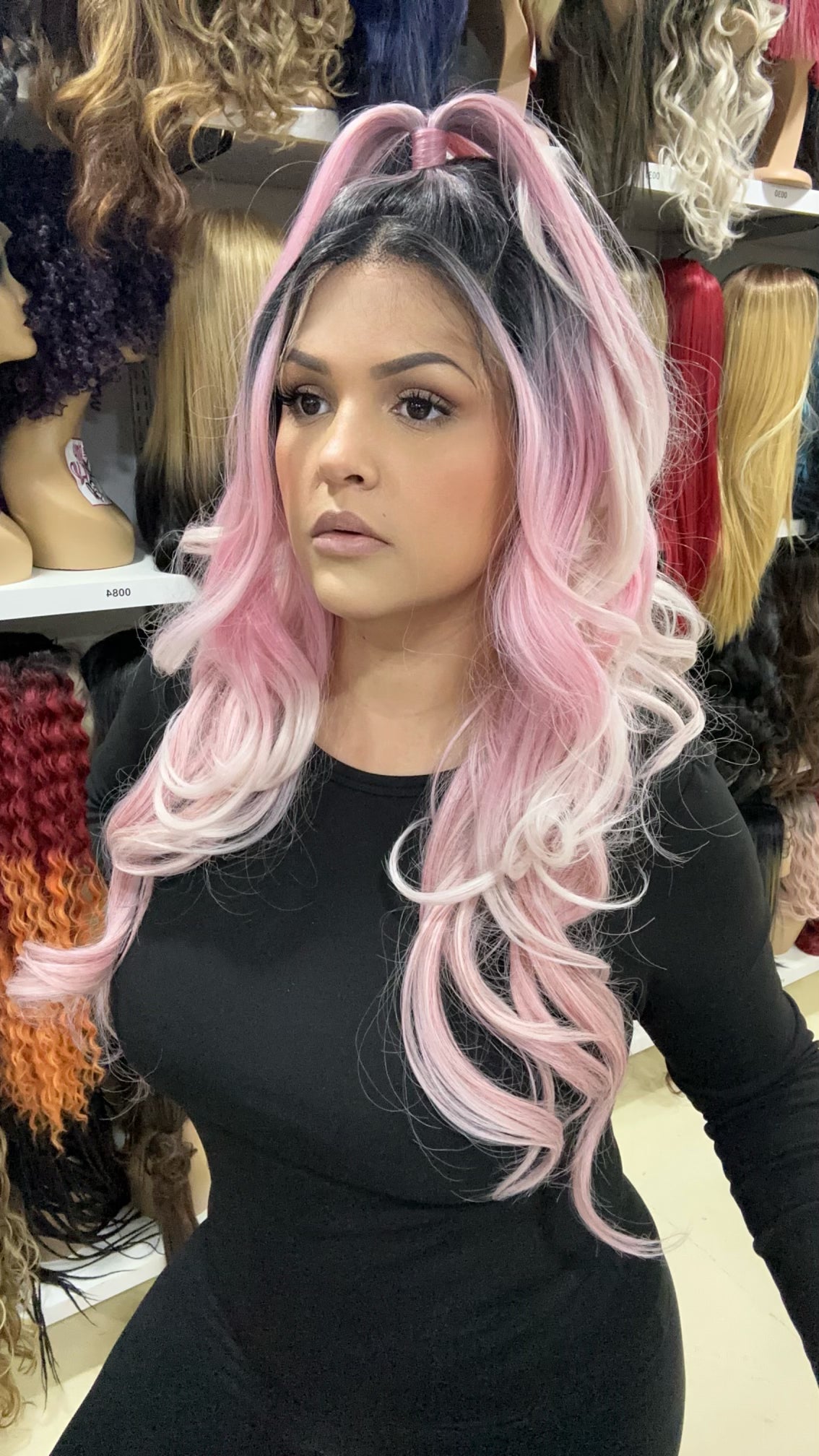 #150 KEKE - 13x2 & 360 Top Pony Lace Front Wig - PINK