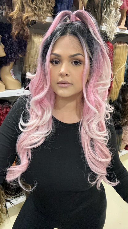 #150 KEKE - 13x2 & 360 Top Pony Lace Front Wig - PINK