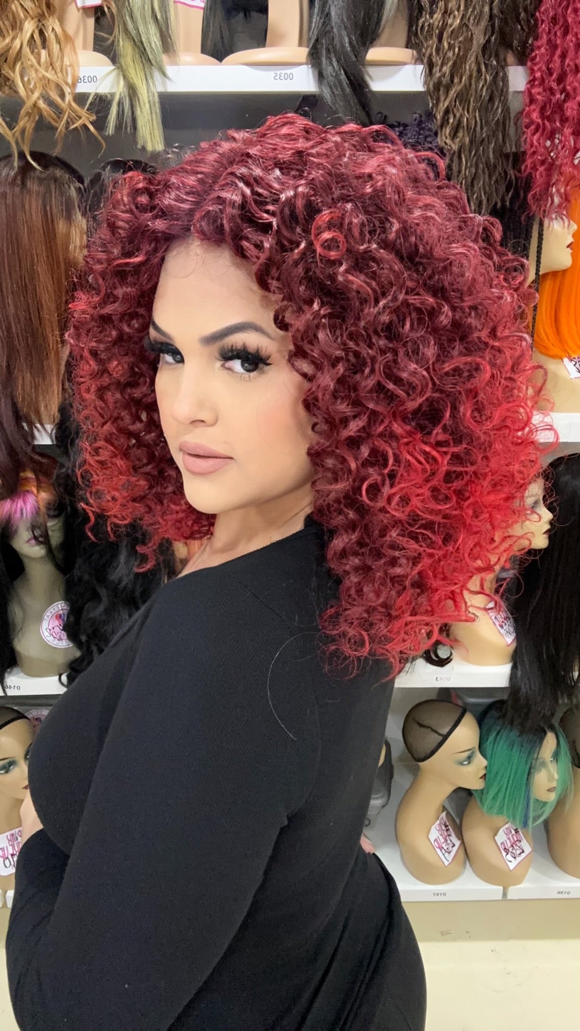 #275 LUPE - Middle Part Lace Front Wig - Color 1B/RED