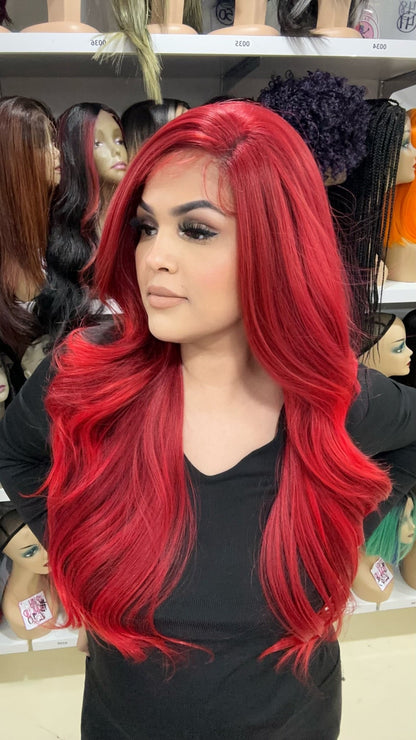 #11 Joey - 13x7 HD Full Lace Front Free Parting Wig - Color RED