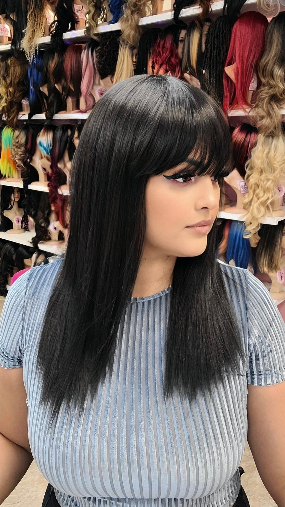 #101 Jay - Classy Bold Bangs Wig - Color D.Brown 20in