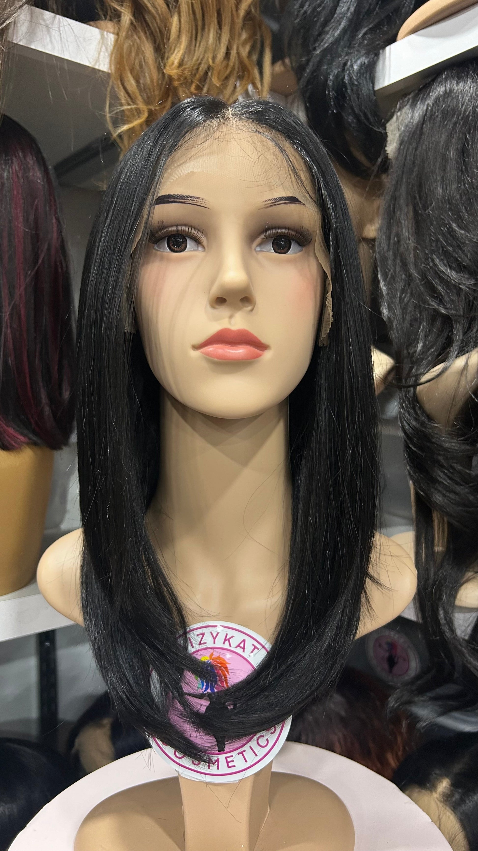 #102 Julia - Hand Tied 13x4 Free Parting Human Blend HD Lacefront Wig - Color Black - The Pink Makeup Box