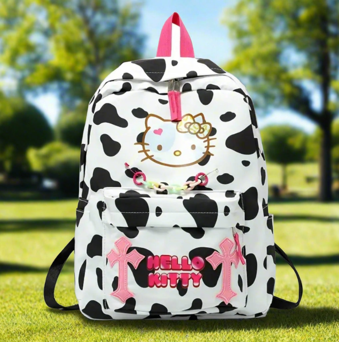 HK Backpack Cow Print - The Pink Makeup Box