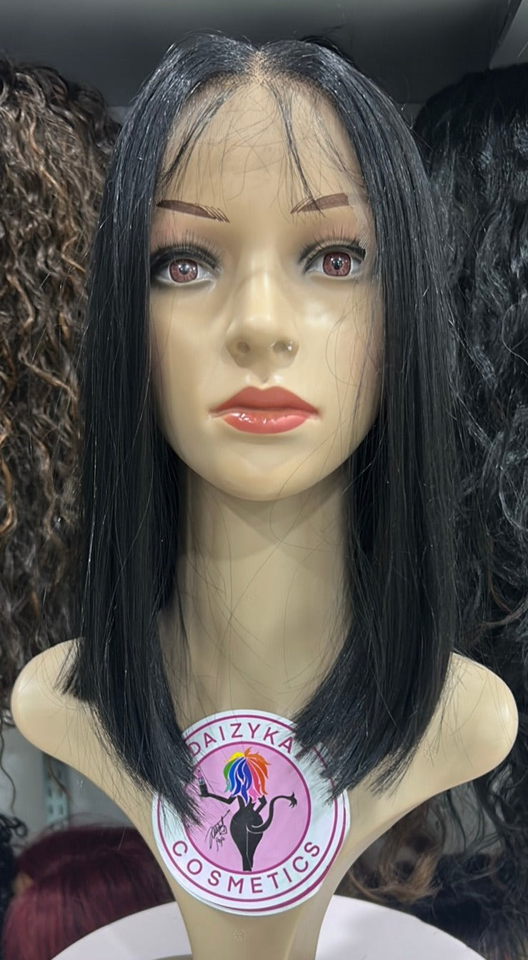 #48 Jess - Middle Part Lace Front Wig - Color Black 14in - The Pink Makeup Box