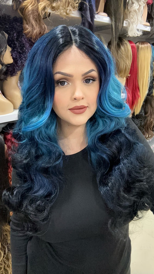 #251 Sapphire - Middle Part Lace Front Wig - Color 1B/BLUE