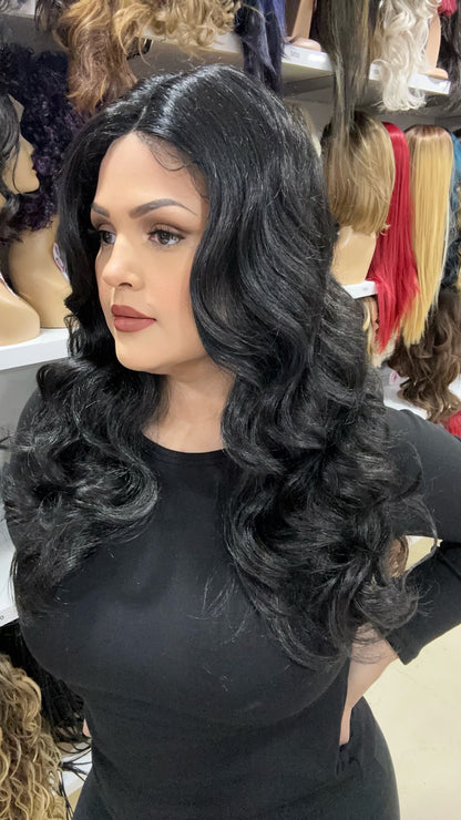 #191 Jasmine - Middle Part Lace Front Wig - 1B