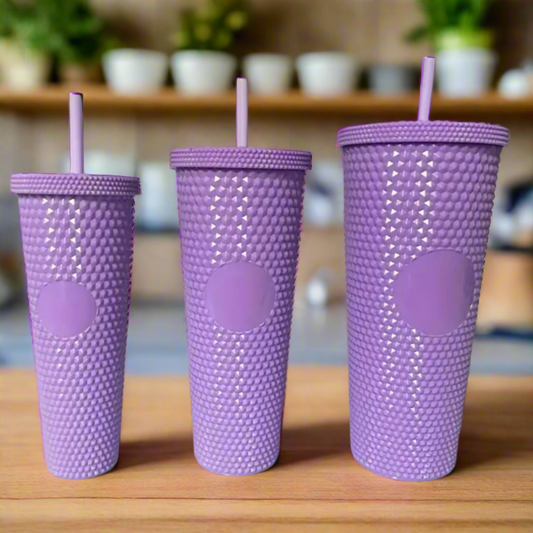 Purple Cup with Straw (Small, Medium or Large) - The Pink Makeup Box