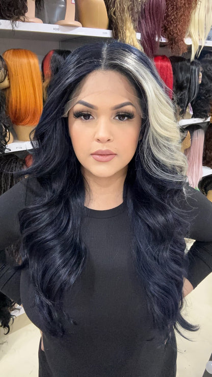 #117 Mona - Middle Part Lace Front Wig - NAVY/1B/613