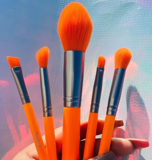 Deluxe Neon Orange 5pc Brush Set