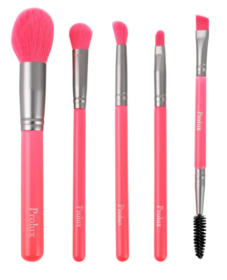 Deluxe Neon Pink 5pc Brush Set