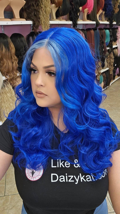 #114 Jasmine - Middle Part Lace Front Wig - L.BLUE
