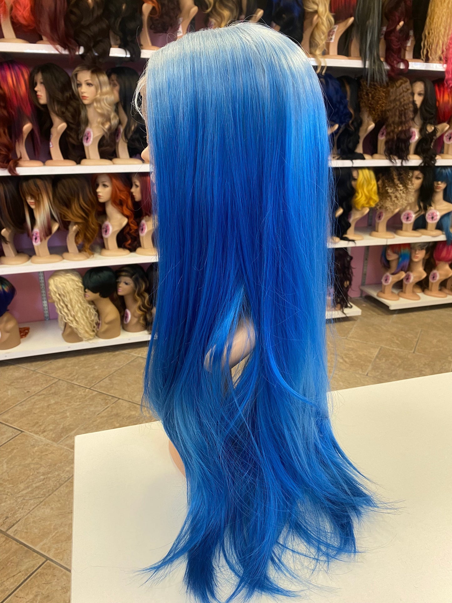 #60 Cammi - Deep Middle Part Lace Front Wig - Color Light Blue/Blue - The Pink Makeup Box