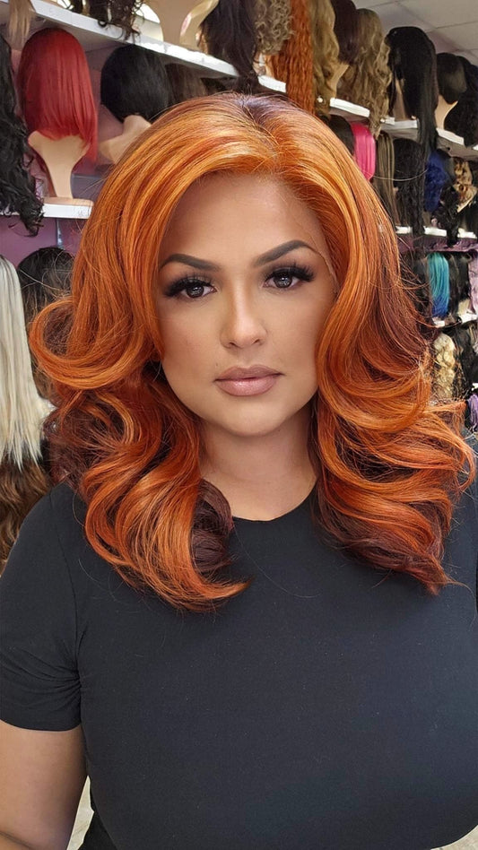 #110 Helen - 13x4 Free Part Lace Front Wig - Color ORANGE/99J