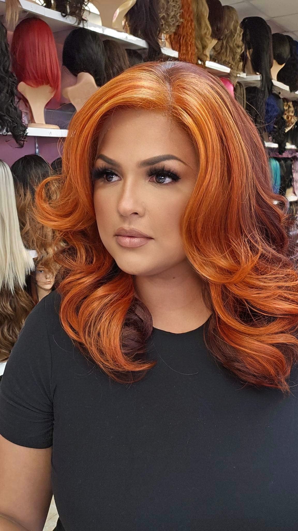 #110 Helen - 13x4 Free Part Lace Front Wig - Color ORANGE/99J